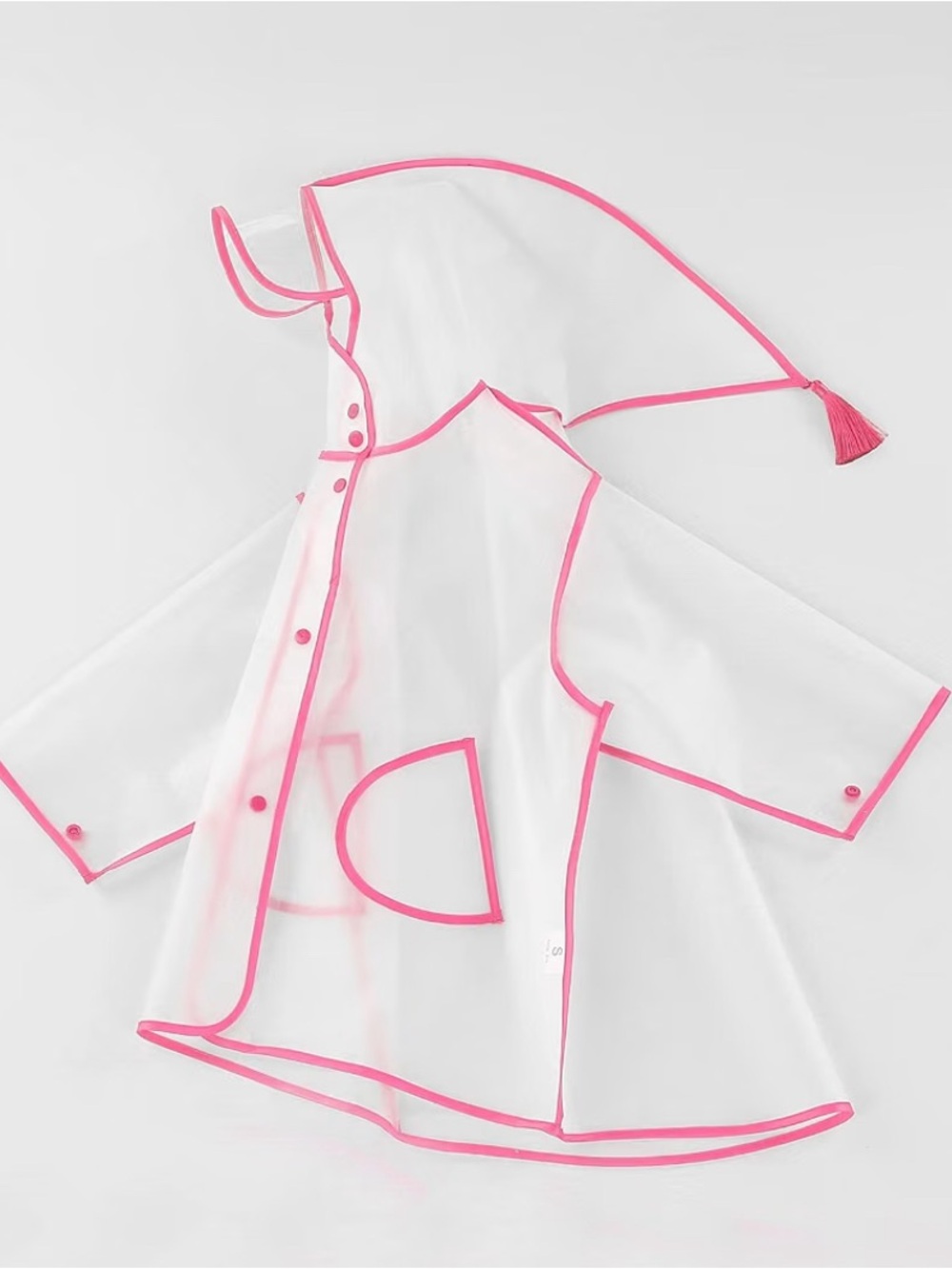 New Kids Clear Pink small Raincoat with Pink Trim Hooded Raincoat
